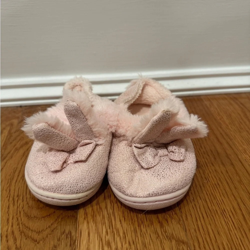 Wonder Nation Toddler Girls Size 7-8 Pink Bunny Slippers